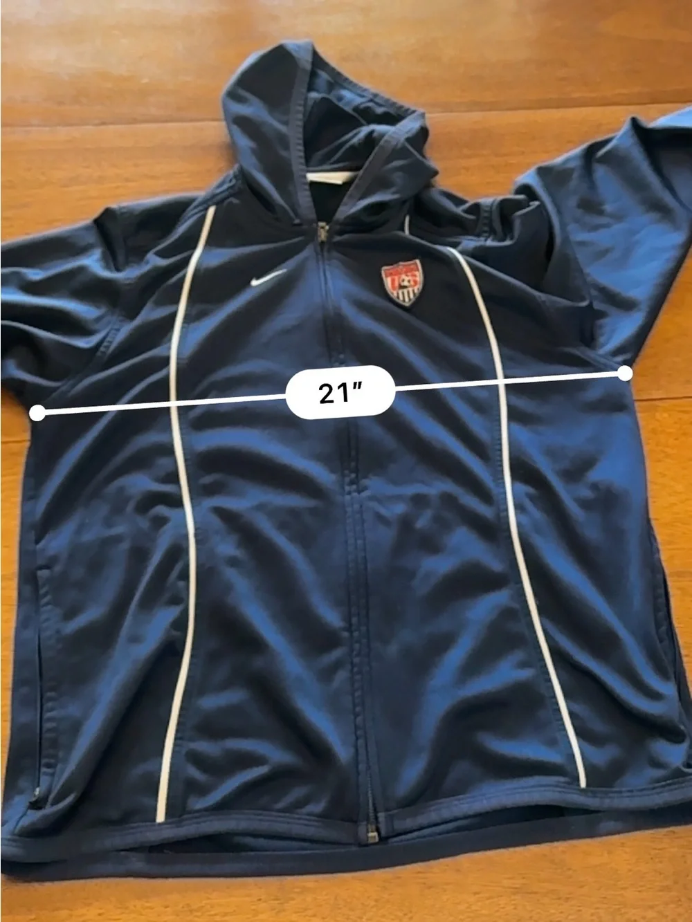 Vintage Nike USWNT USA Soccer Full Zip Hooded Track Jacket Navy Women’s M 8-10